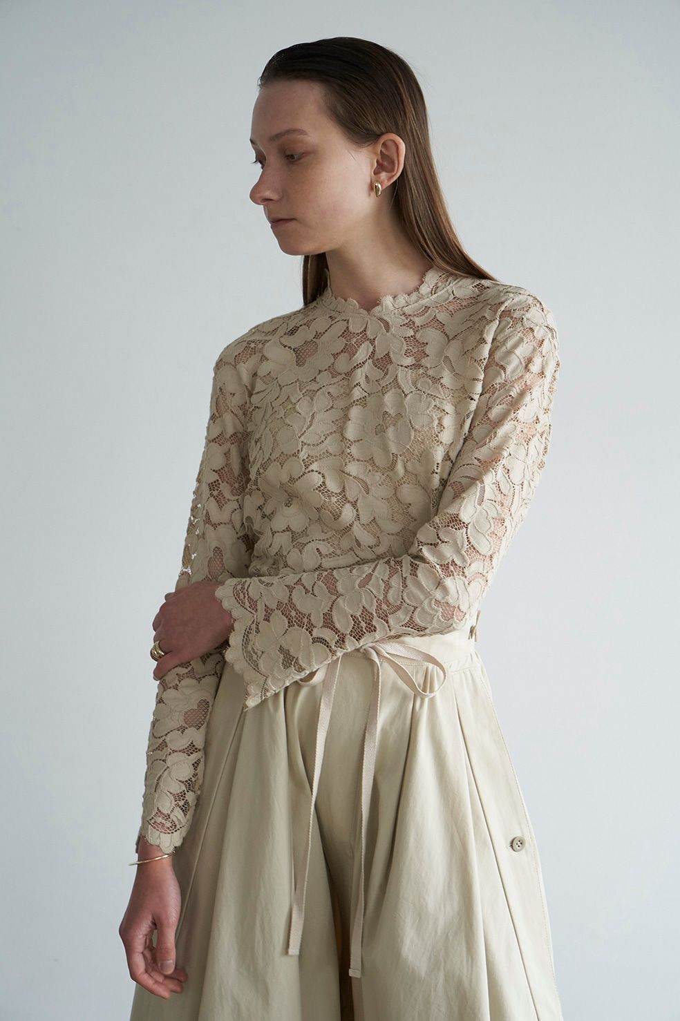 CLANE - ヴィンテージレーストップス - VINTAGE LACE TOPS - KHIKI