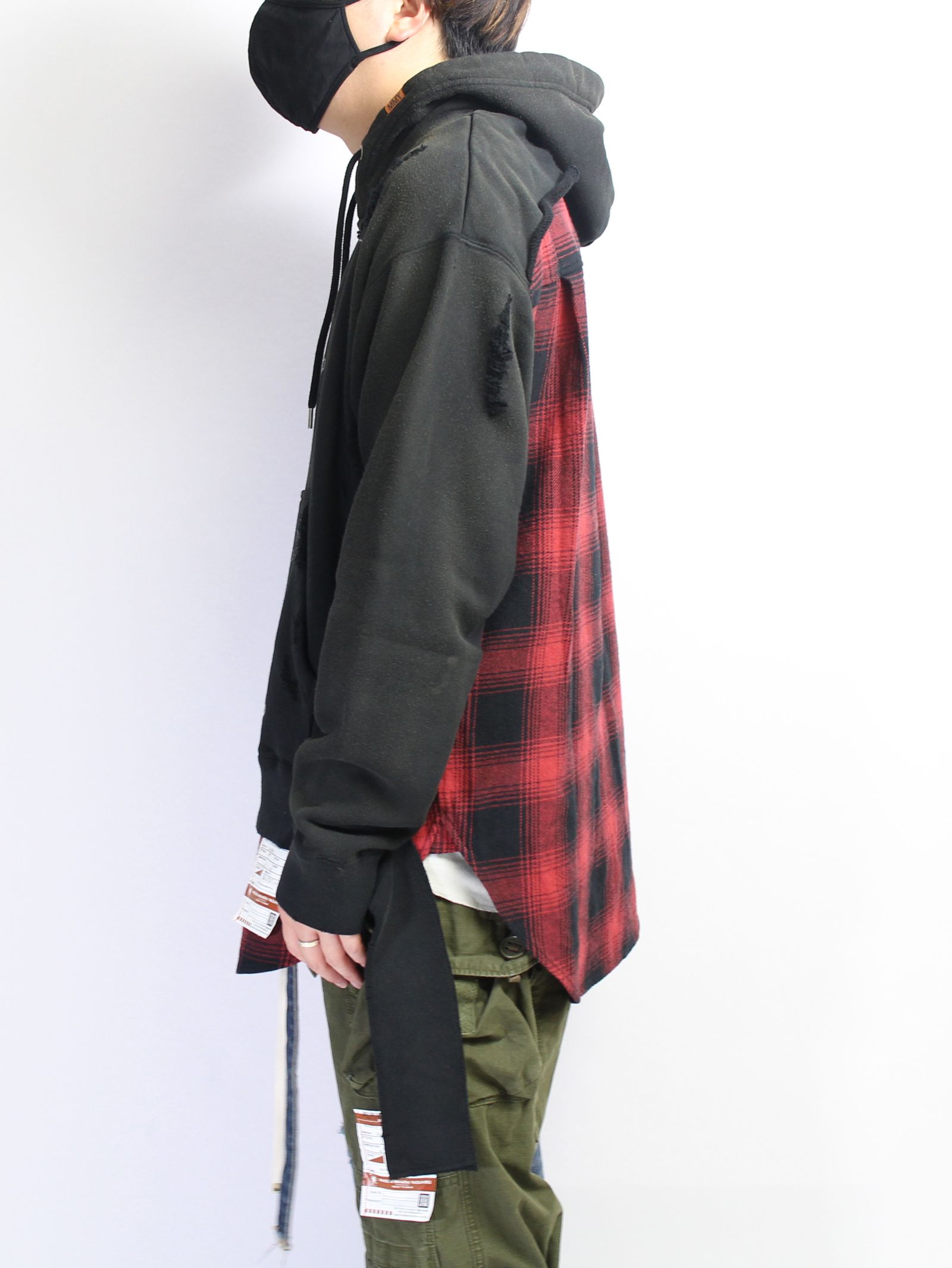 シャツコンバインド フーディー - Shirt Combined Hoodie BLACK