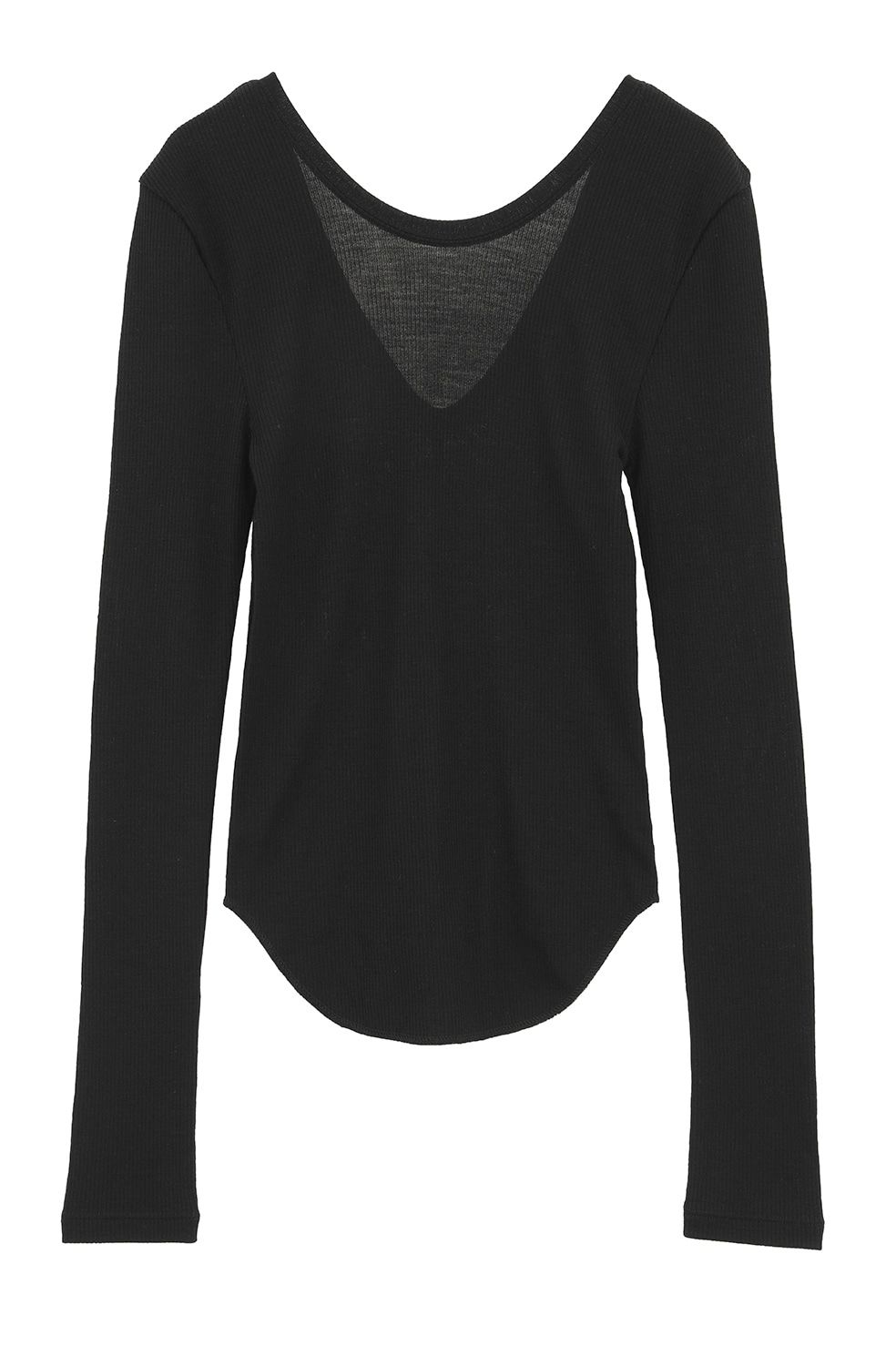 ウールリブカットソー - W FACE WOOL RIB TOPS（BLACK）