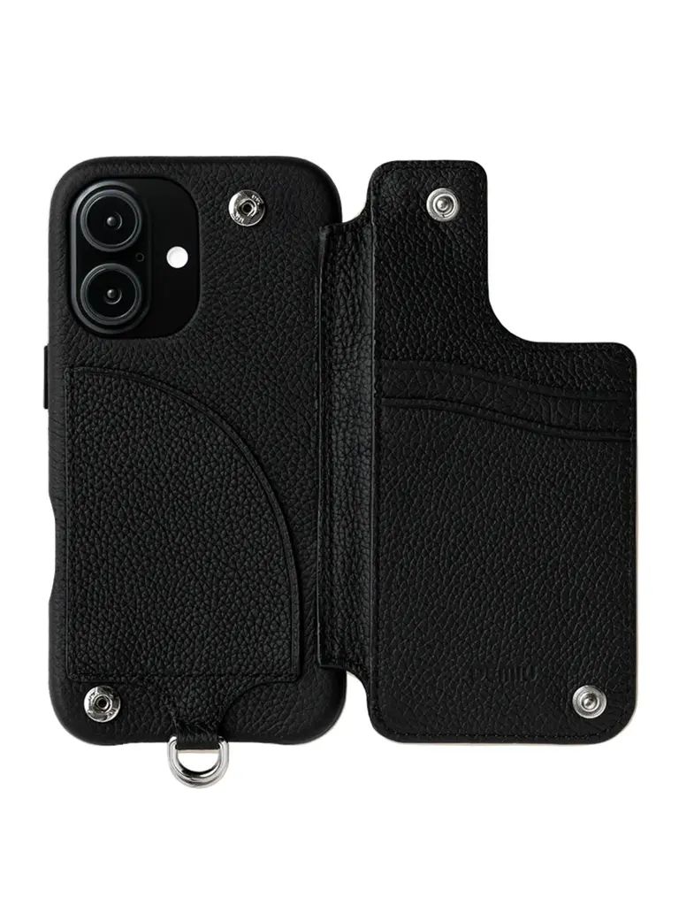 【GRACE / グレイス】 手帳型 レザーケース iPhone 14～17シリーズ対応 (ブラック）