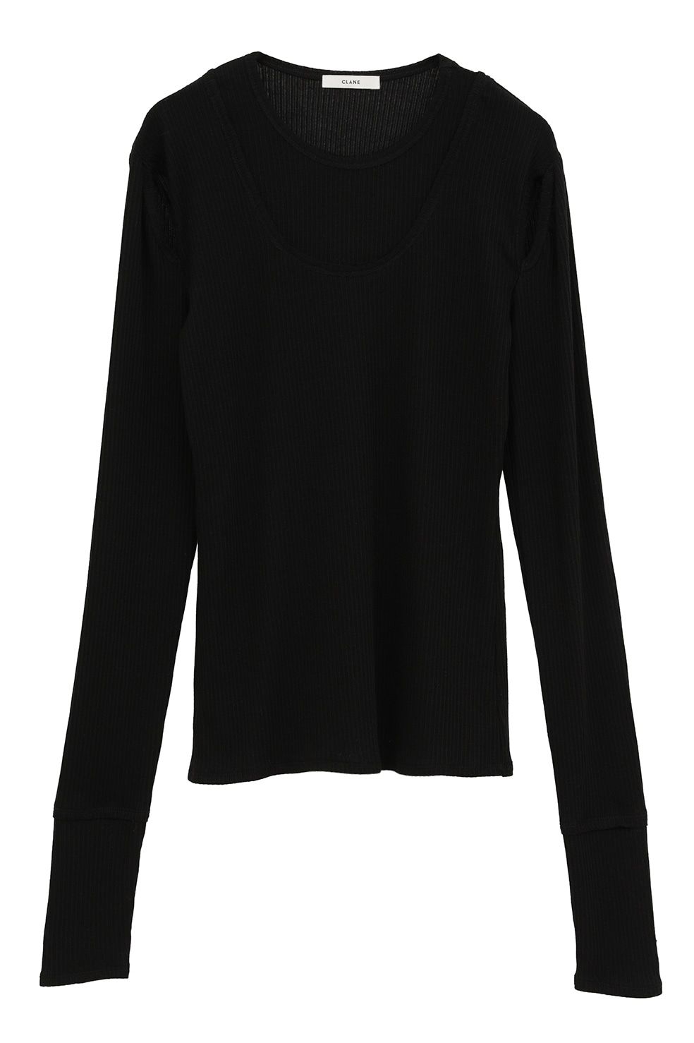 レイヤードカットトップス -  LAYERED SHOULDER CUT TOPS (BLACK)