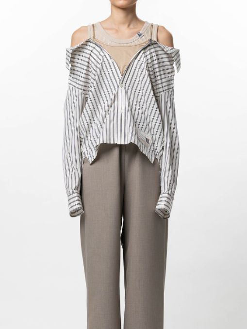 【レディース】レイヤードストライプシャツ | LAYERED STRIPE SHIRTS - WHITE