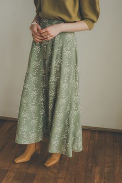 ストライプフラワー刺繍スカート -  STRIPE FLOWER EMBROIDERY SKIRT MINT
