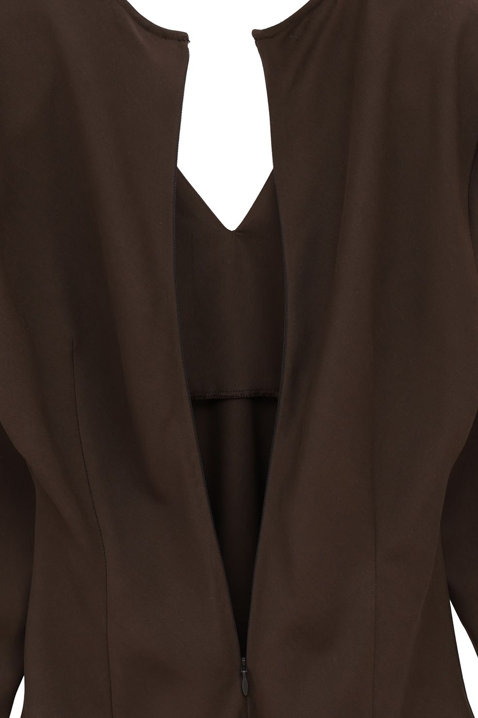 ブイネックボディスーツ - V NECK POWER SHOULDER BODYSUIT(BROWN)