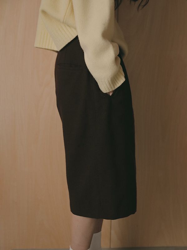 ウールカルゼタックショートパンツ  (BROWN)