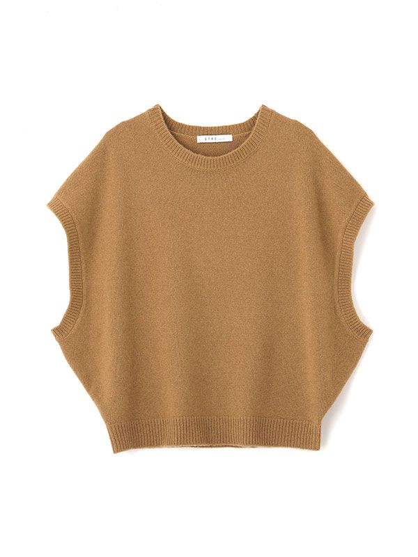 ウールカシミヤスリーブレスニットプルオーバー (CAMEL)