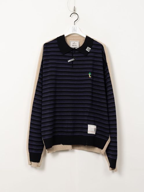 コンバインドニットプルオーバー -COMBINED KNIT PO (BLACK)