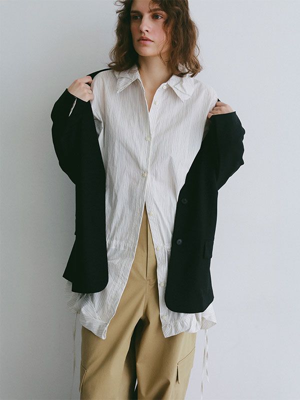 バルーンヘムデザインシャツ (WHITE)