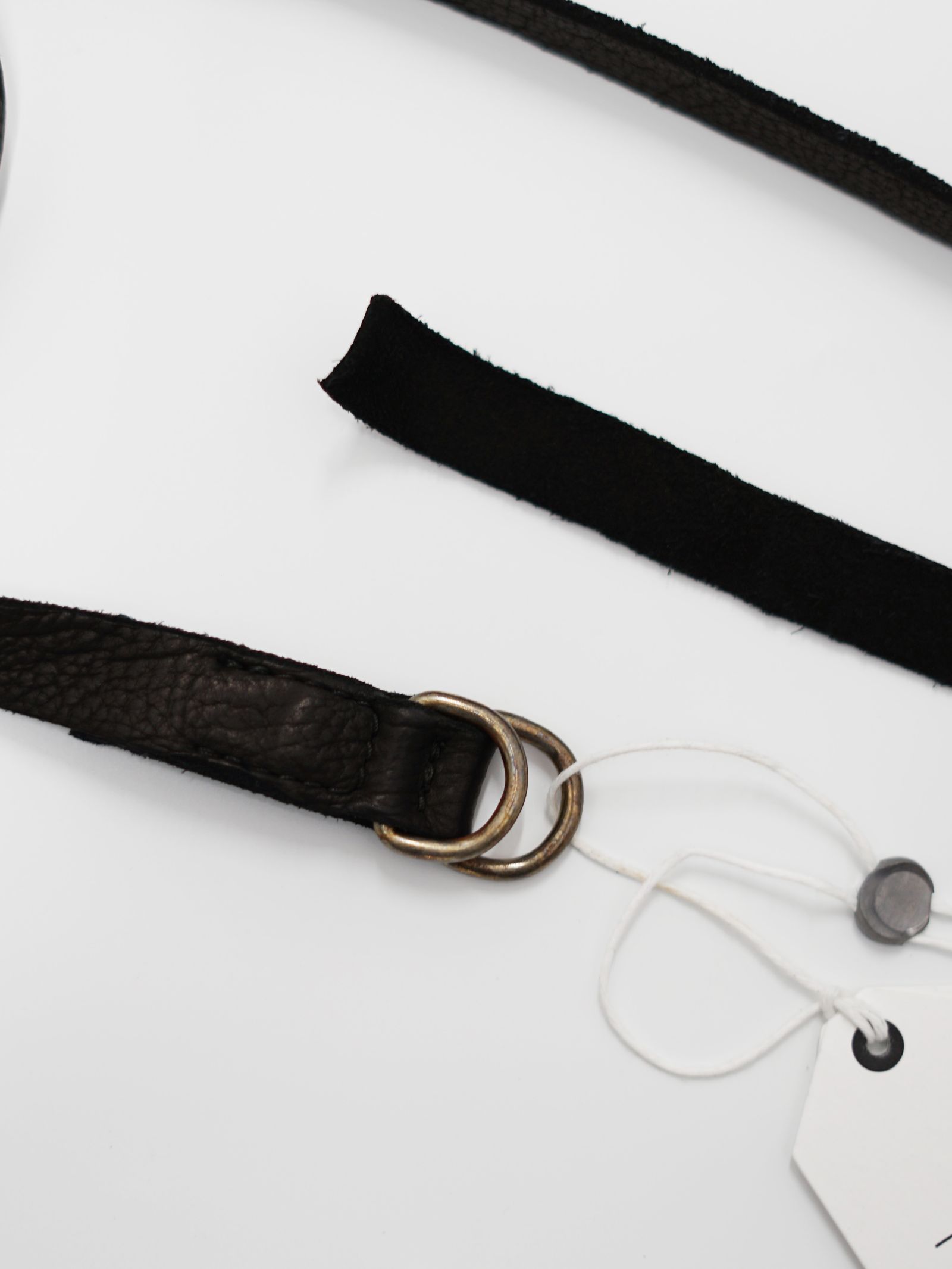 レザー ナローベルト - NARROW BELT BISON FULL GRAIN 143cm (BLACK)