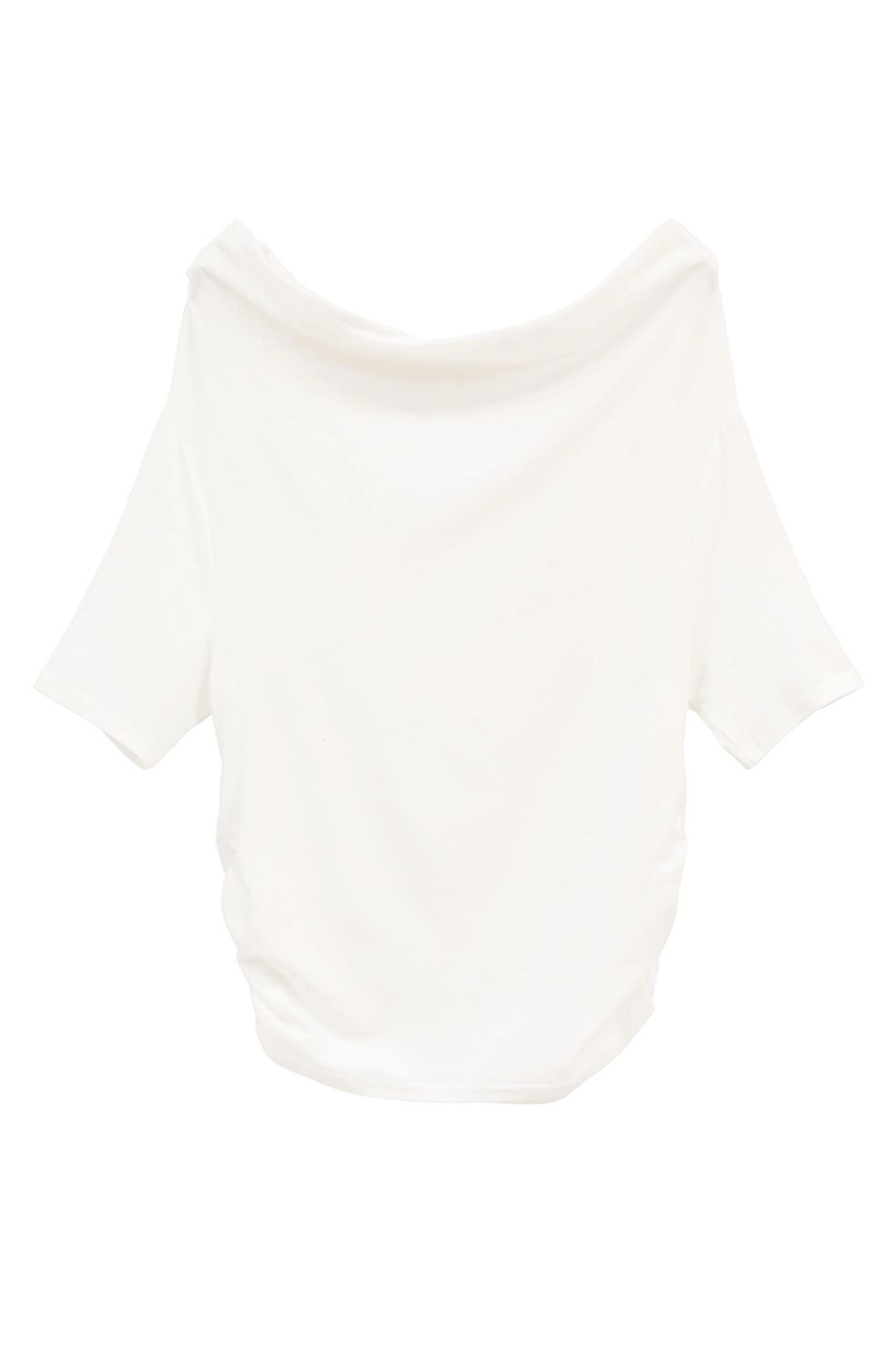 オフショルダートップス -  DRAPED OFF SHOULDER H/S TOPS(WHITE)