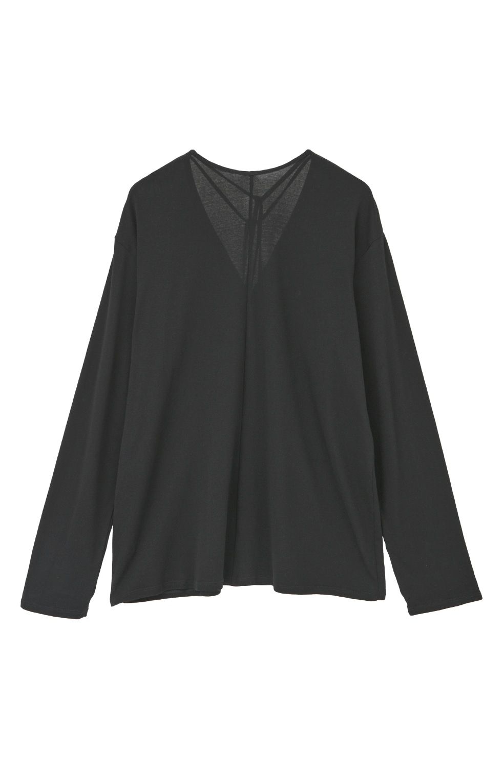 デザインリボンカットトップス - DRAWSTRING LOOSE CUT TOPS (BLACK)