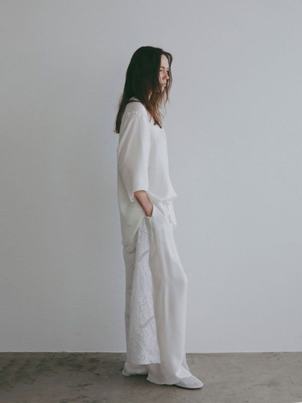 オープンネックキュプラシャツ (WHITE)