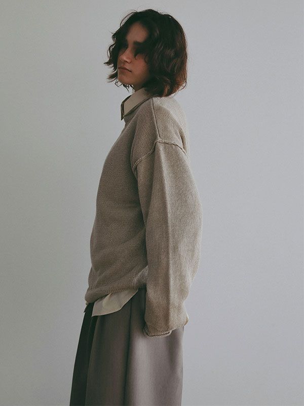 エンブロイダリーローゲージニットプルオーバー (BEIGE)