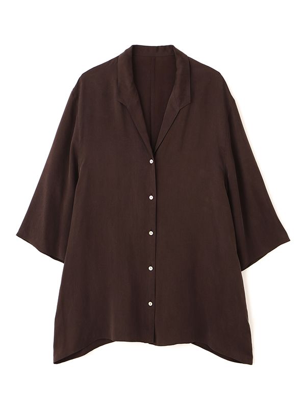 オープンネックキュプラシャツ (BROWN)