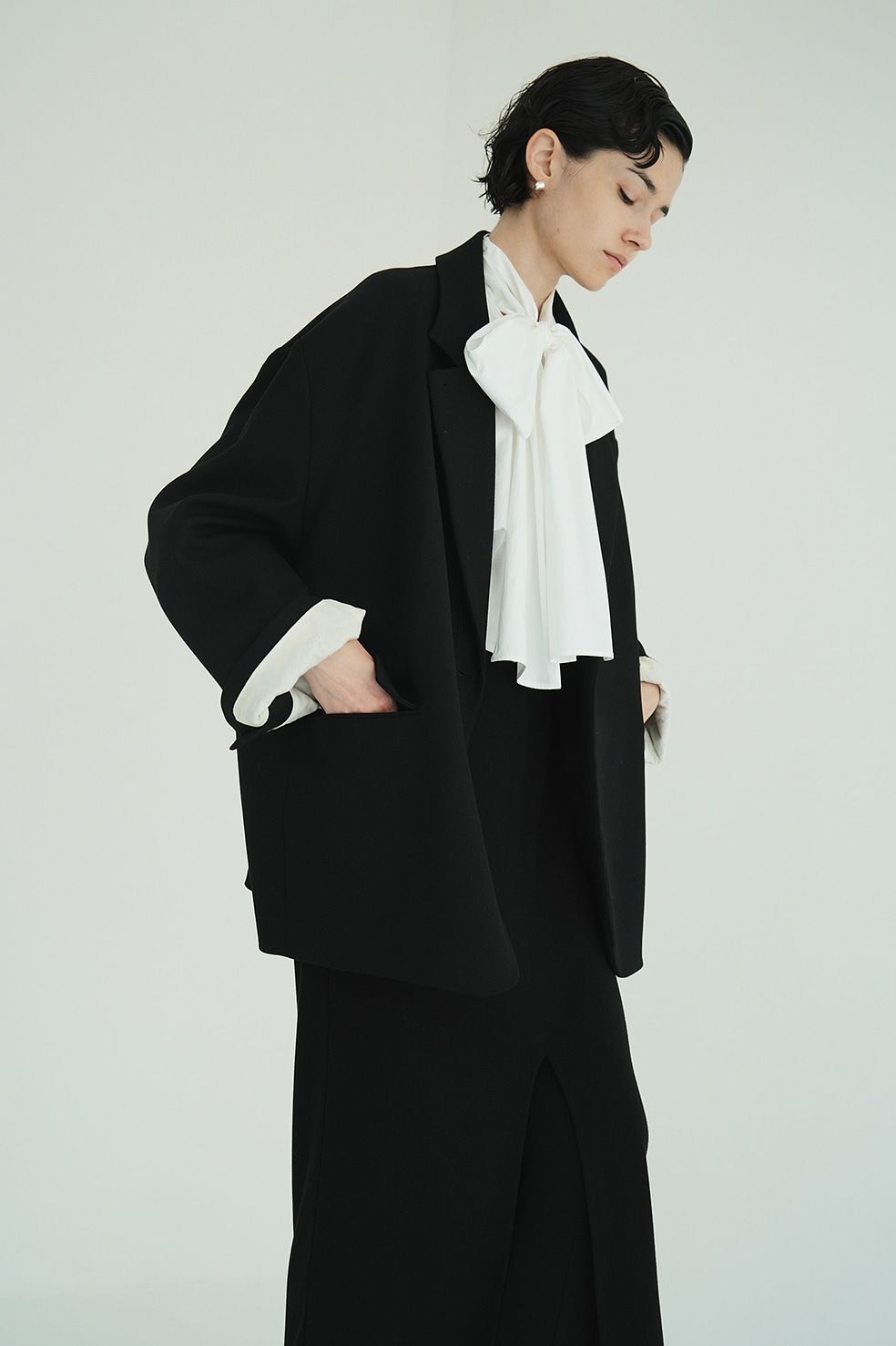 オーバーサイズテーラードジャケット | 2WAY TAILORED OVER JACKET (BLACK)