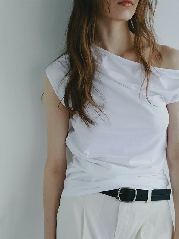 タックギャザーワンショルダープルオーバー WHITE