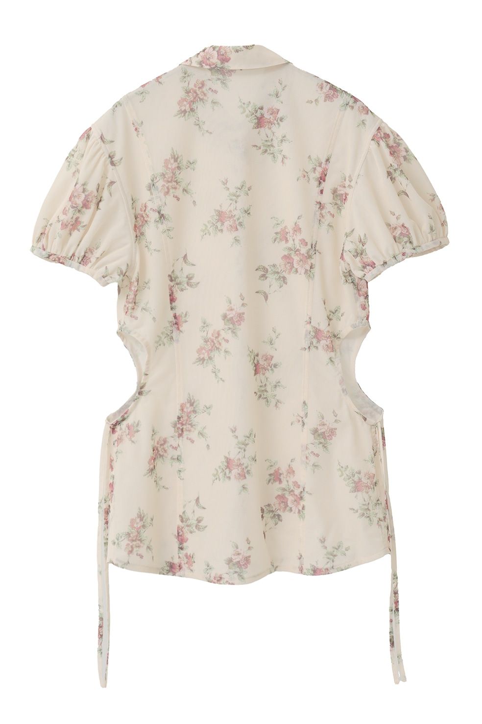 チュールフローラルシャツ - FLOWER SIDE HOLE SHIRTS (BEIGE)