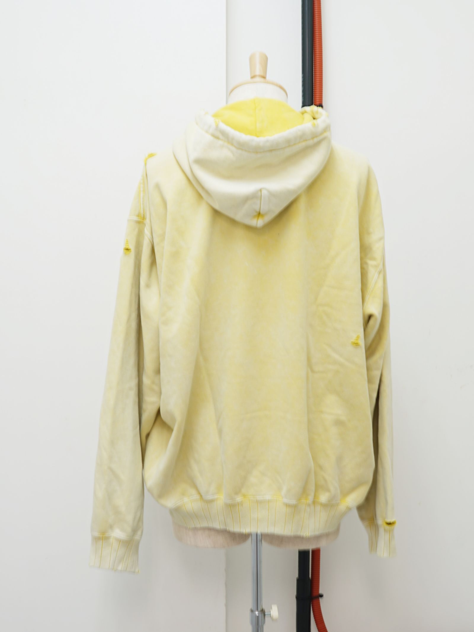 ブリーチドハーフジップフーディ - Bleached Half Zip Hoodie (YELLOW)