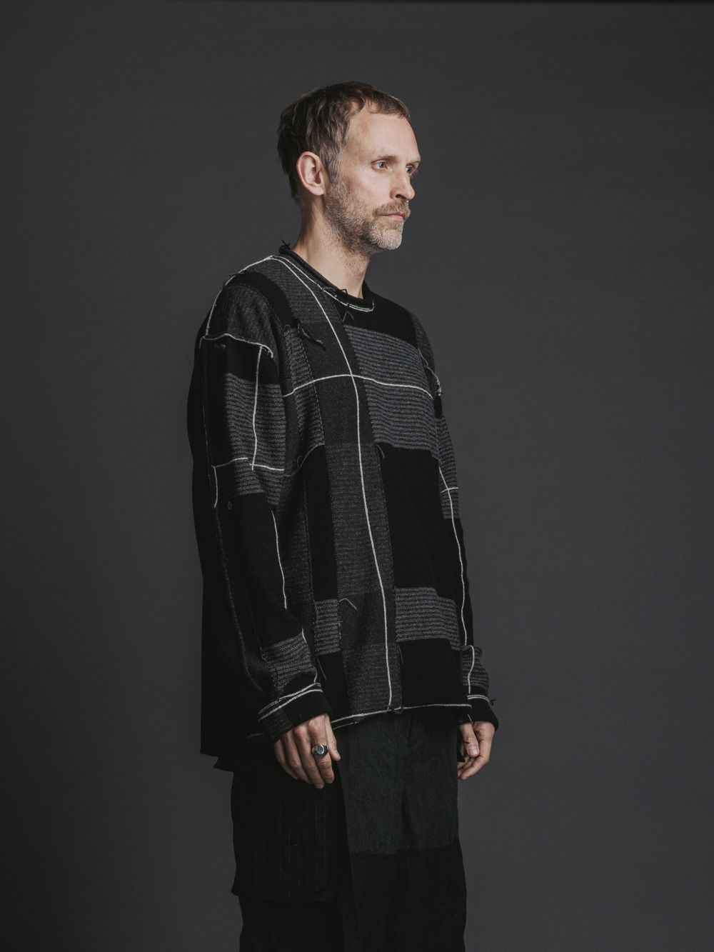 チェック P/O ニット - combination check knit