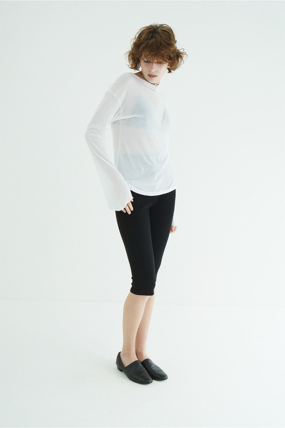 シアールーズロンティー - SHEER LOOSE CUT TOPS (WHITE)
