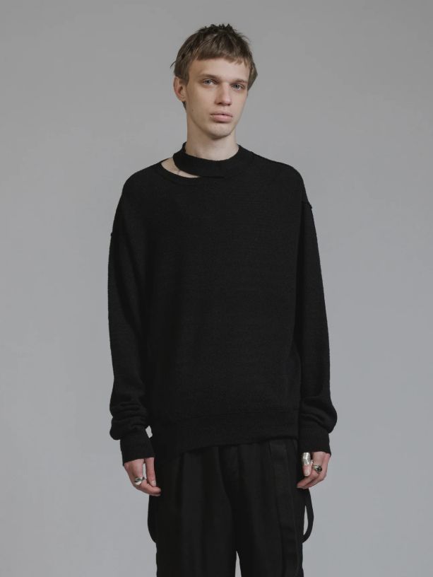 デザイン スウェットプルオーバー - HIGH-GAUGE SWEATER (BLACK)