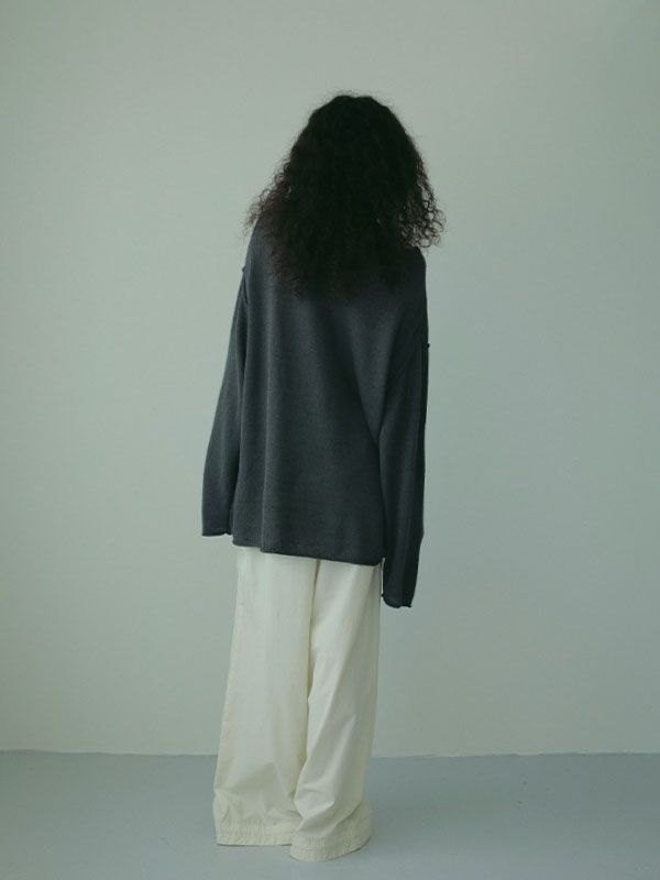 ロールエンドリネンニットプルオーバー - GREY