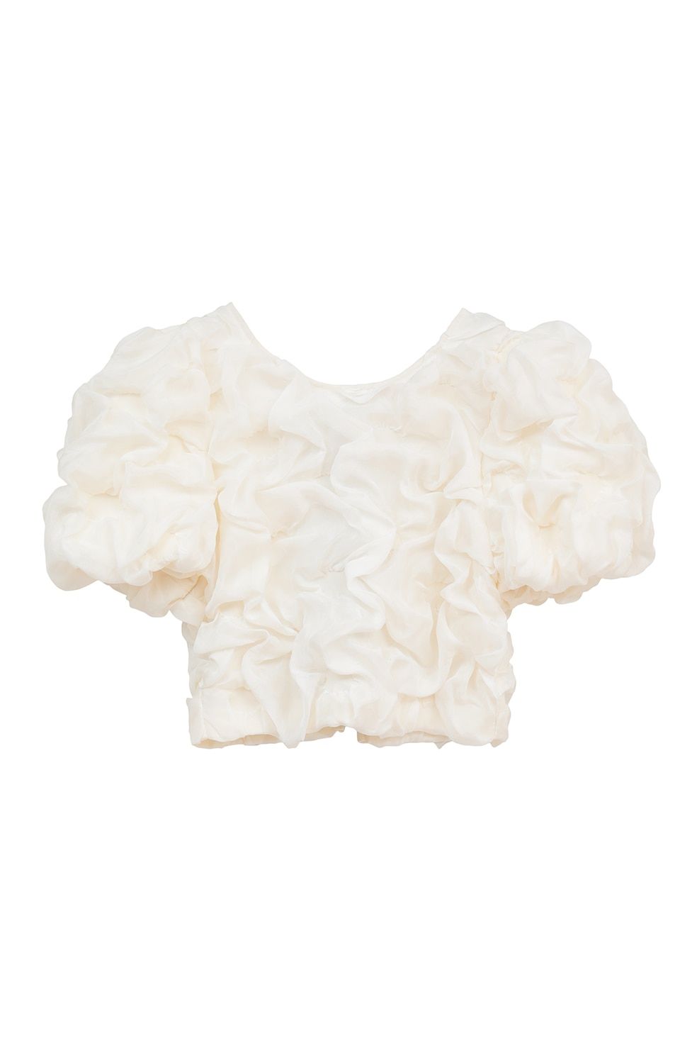 パフトップス - W FACE CLOUD PUFF SLEEVE TOPS (WHITE)