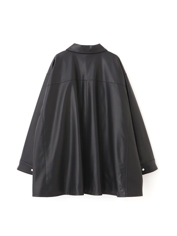フェイクレザーオーバーサイズブルゾン - BLACK