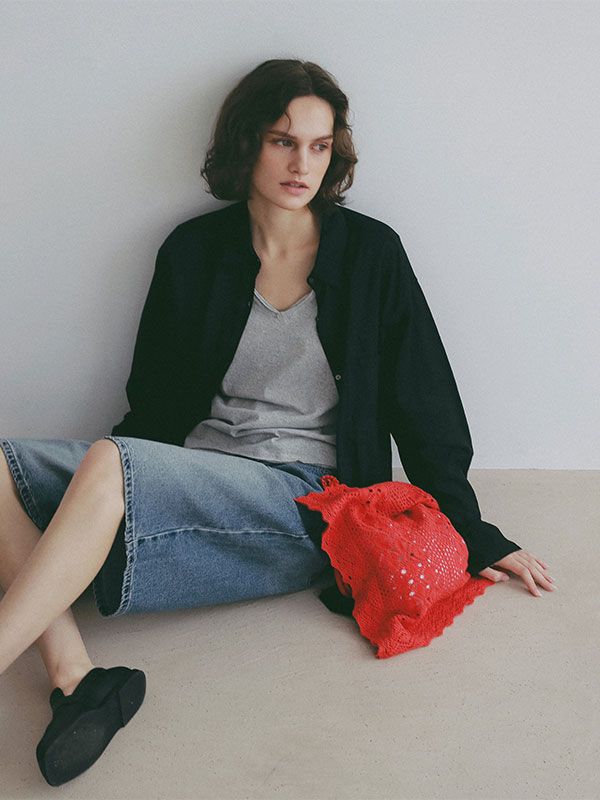 クロシェレーストートバッグ（RED)