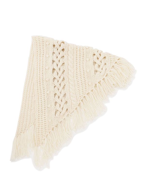 ハンドニットフリンジストール-OFF WHITE
