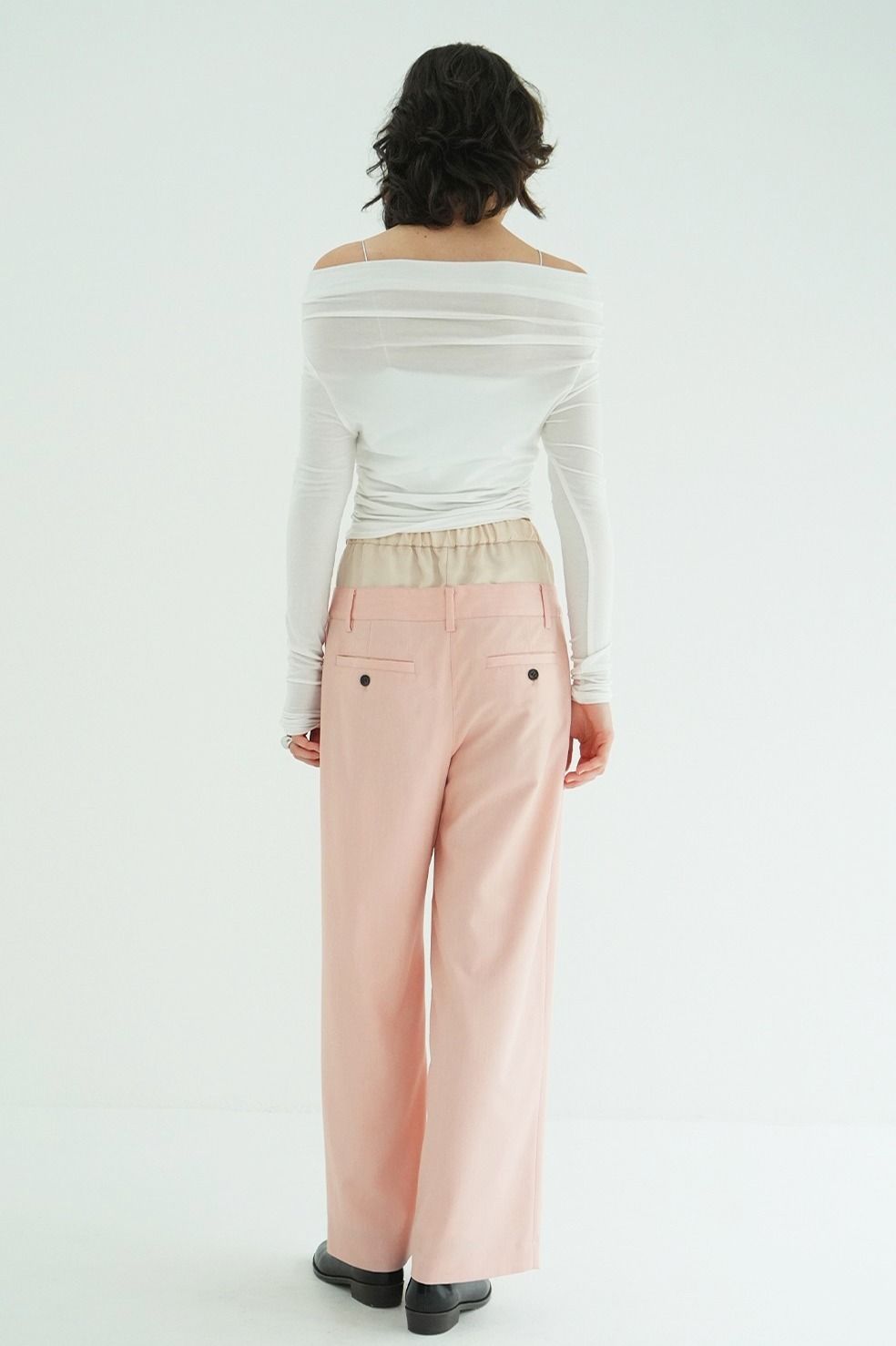 ダブルレイヤード スラックス - W WAIST WIDE SLACKS (PINK)