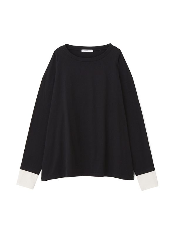スリークラインカフスロンTee / カットソー (BLACK)