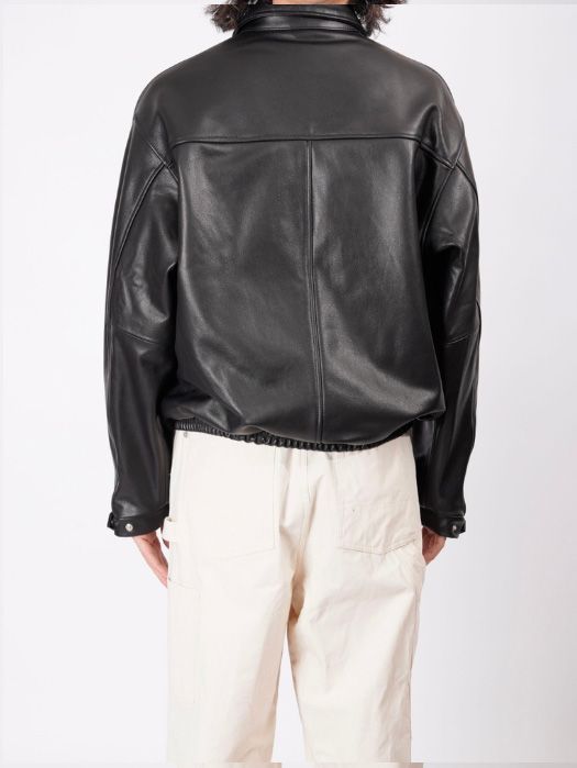 レザードリズラーブルゾン -  LEATHER DRIZZLER JACKET - BLACK