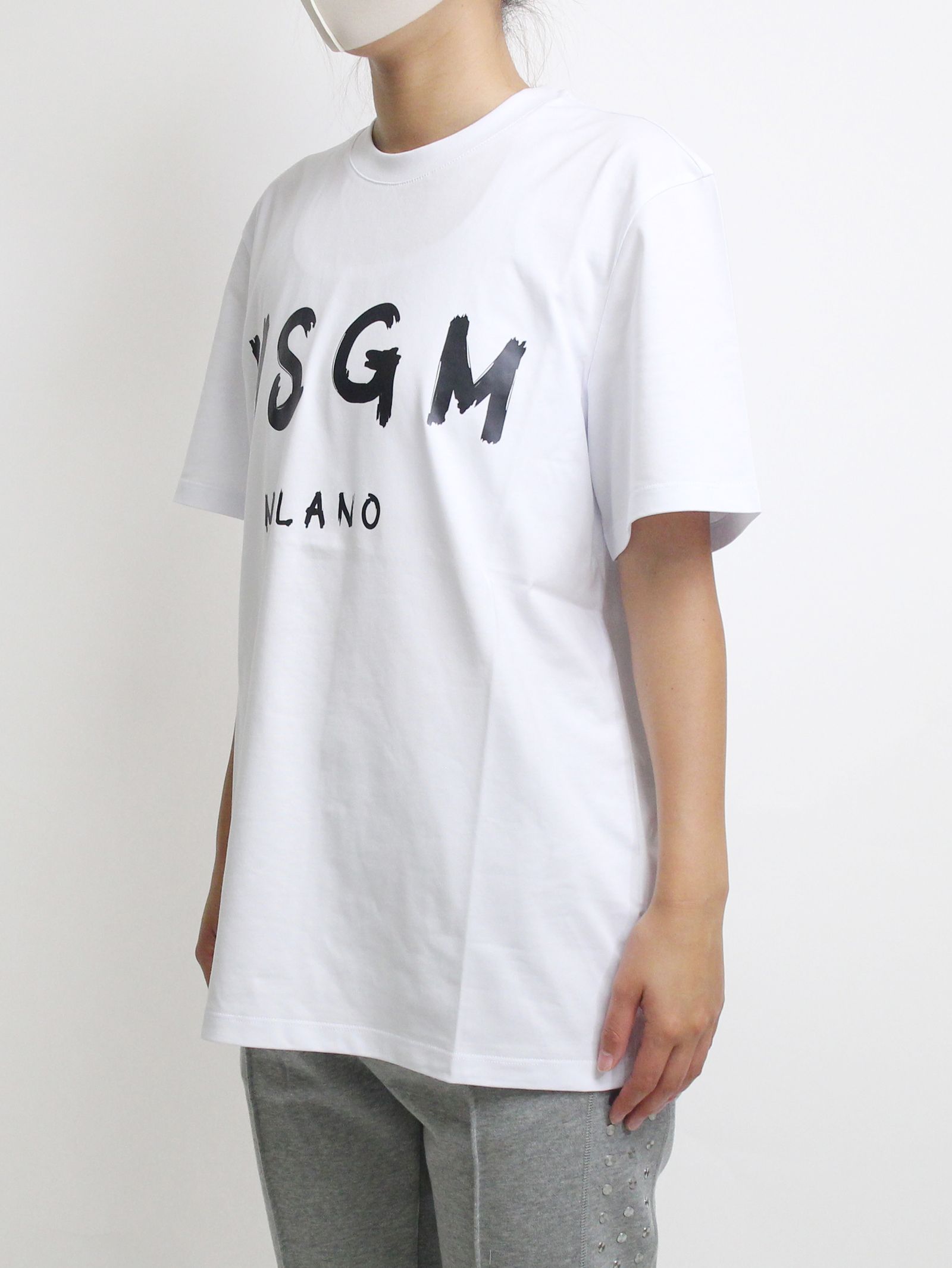 MSGM - ロゴプリントTシャツ - PAINT BRUSHED LOGO T-SHIRTS - BLACK 