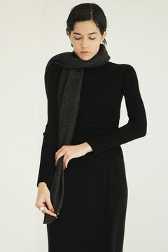 シアーリブニットカットソー | SHEER RIB KNIT TOPS (BLACK)