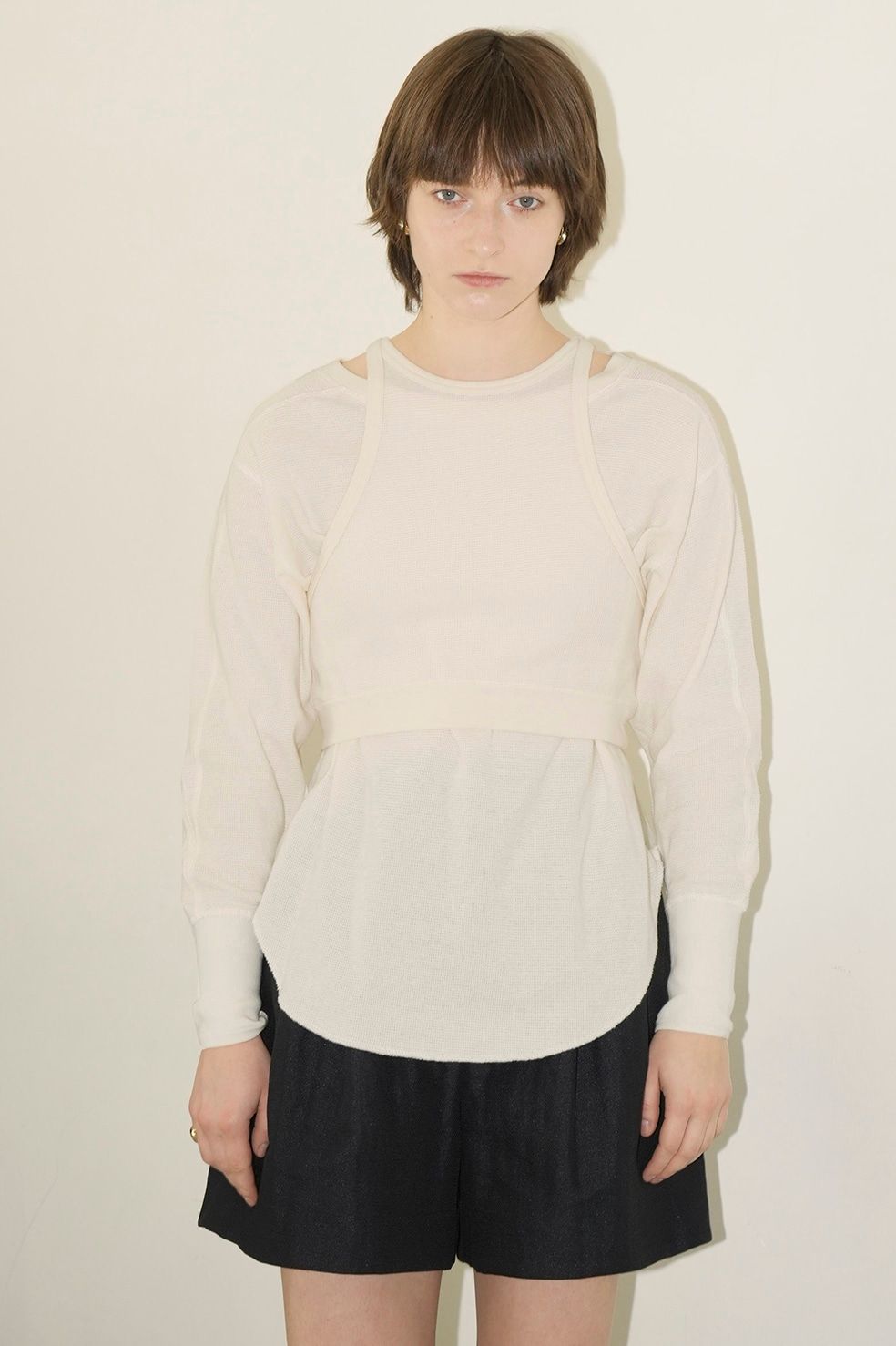 レイヤード ビスチェ サーマル トップス - IVORY -  LAYRED BUSTIER THERMAL TOPS