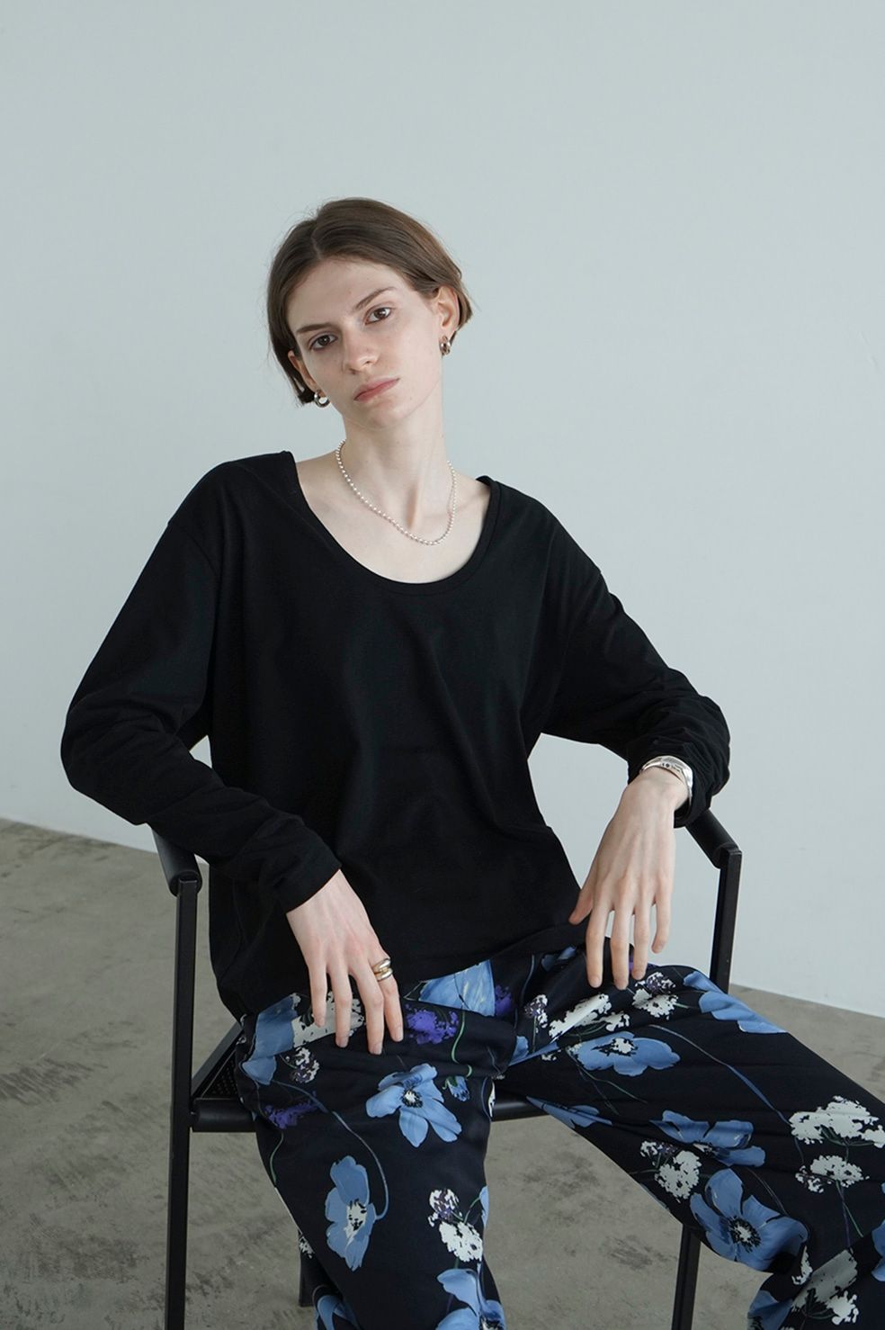 CLANE - Uネックロングスリーブカットソー - DEEP U NECK TOPS