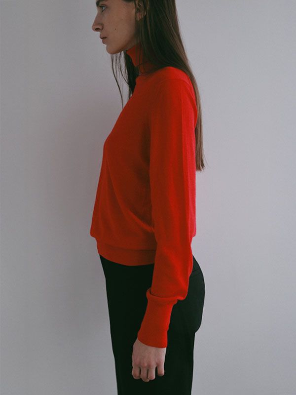 DEPENDREハイネックニットプルオーバー / カットソー (RED)