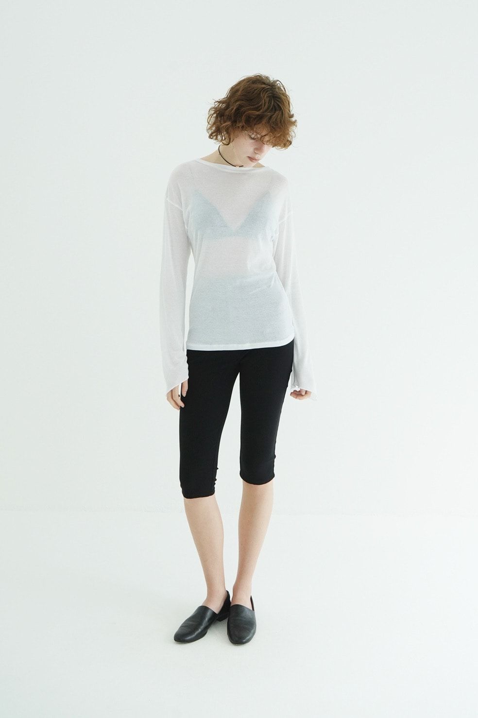 シアールーズロンティー - SHEER LOOSE CUT TOPS (WHITE)