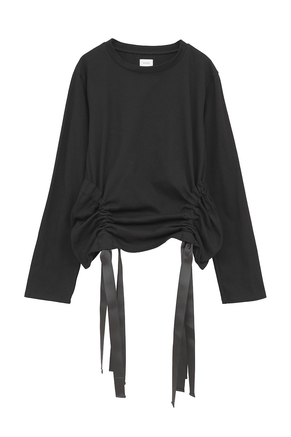 サイドリボントップス - SIDE RIBBON CUT TOPS (BLACK)