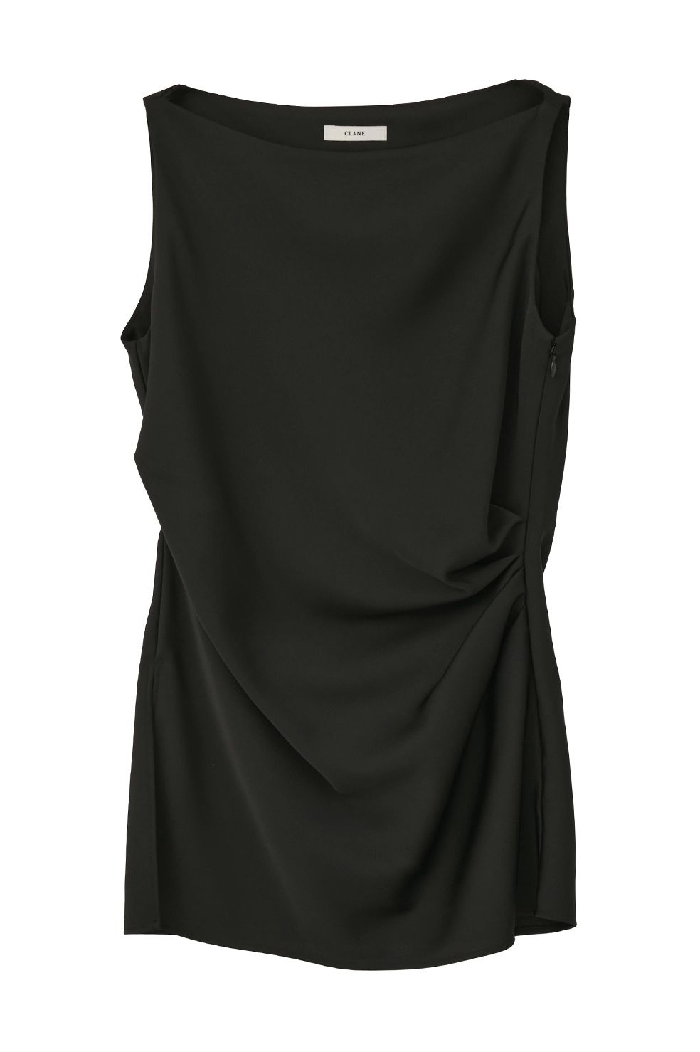 サテンドレープトップス - SATIN DRAPE TOPS (BLACK)