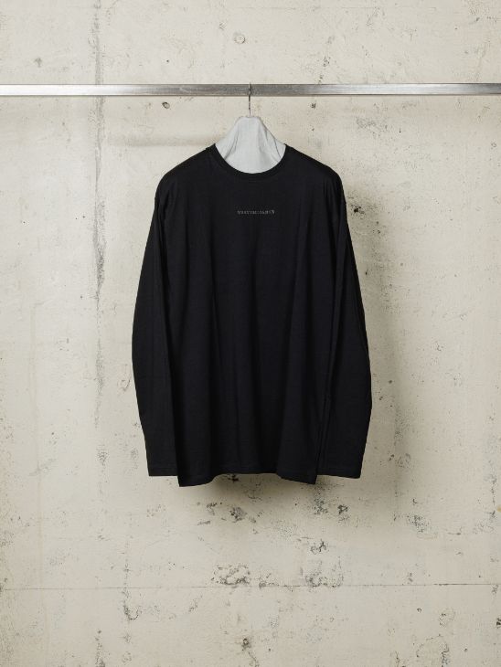 天竺刺繍入り長袖T - BLACK