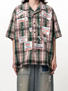 ヴィンテージライク 半袖 チェックシャツ - H/S CHECK SH w STK (PINK)