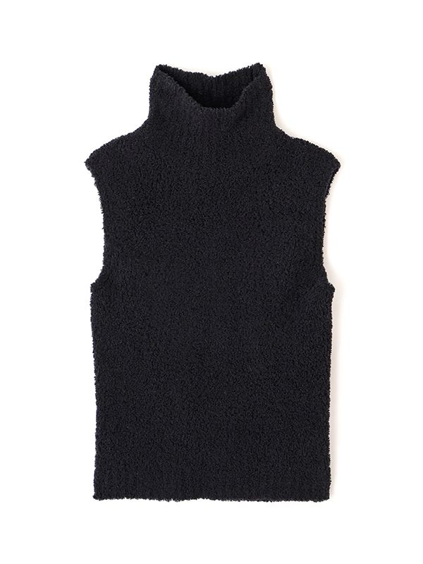 モールヤーンハイネックニットベスト （BLACK)