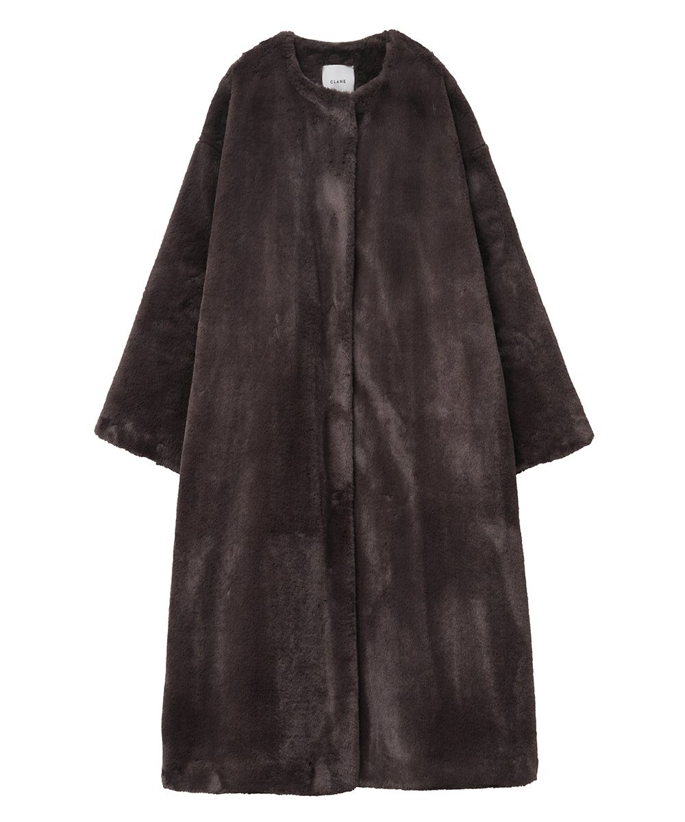 CLANE - フェイクファーコート - NO COLLAR LICO FUR COAT BROWN