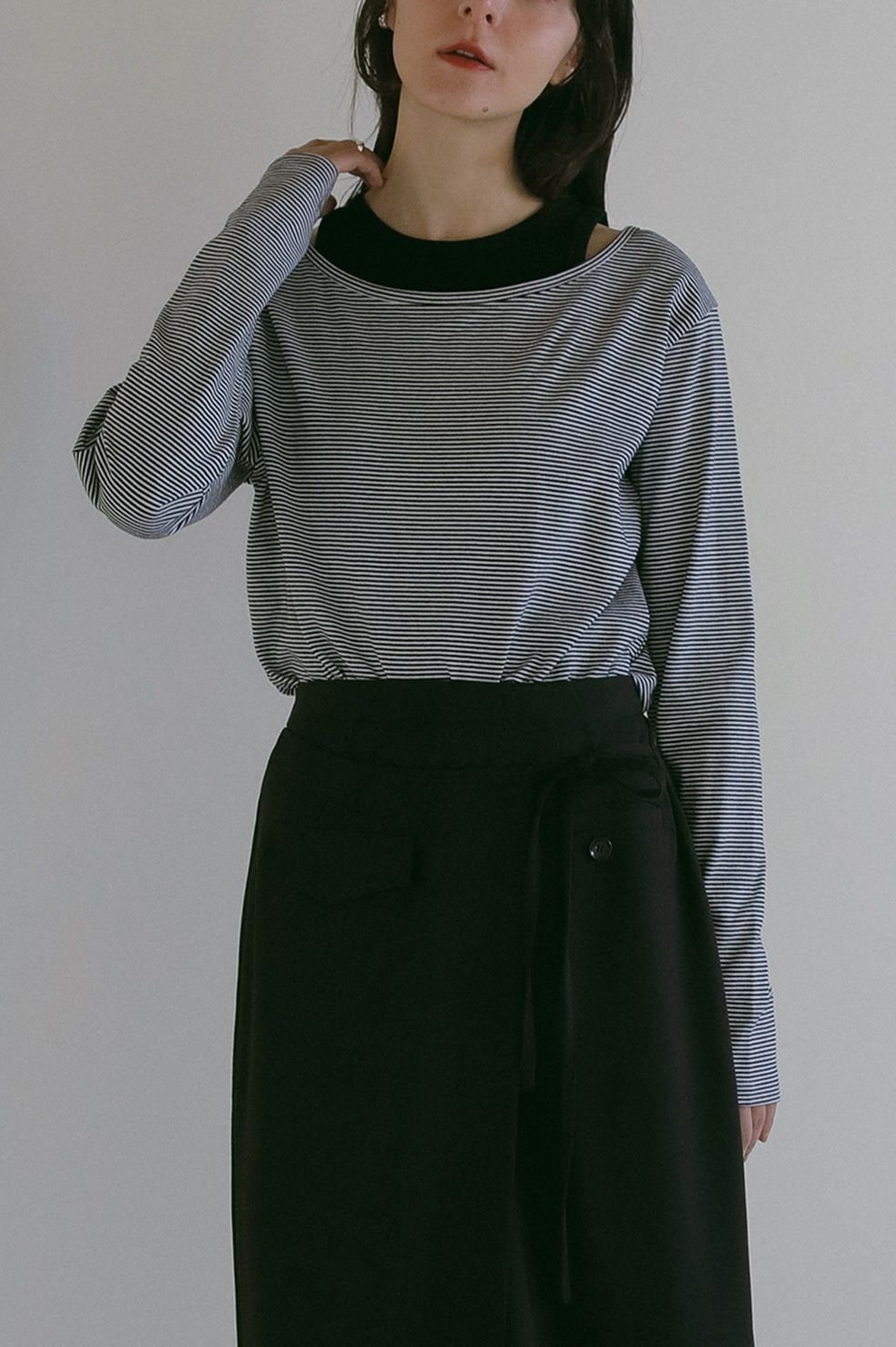 レイヤードカットソー  -   LAYER BORDER CUT TOPS