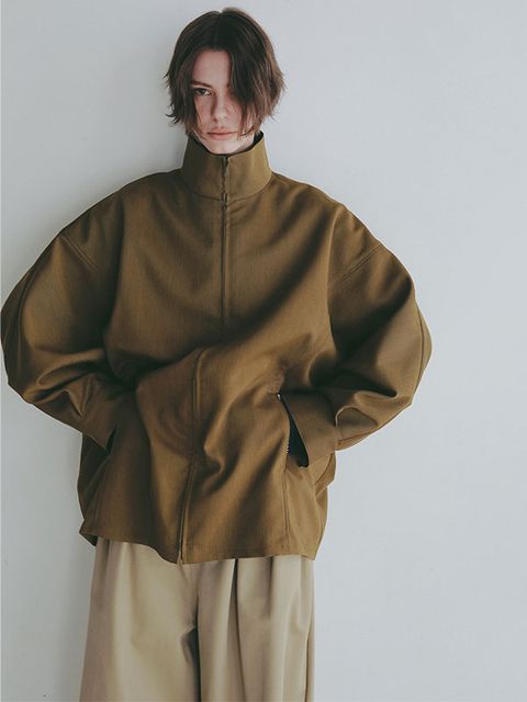 ハイネックドルマンスリーブシャツブルゾン (KHAKI）