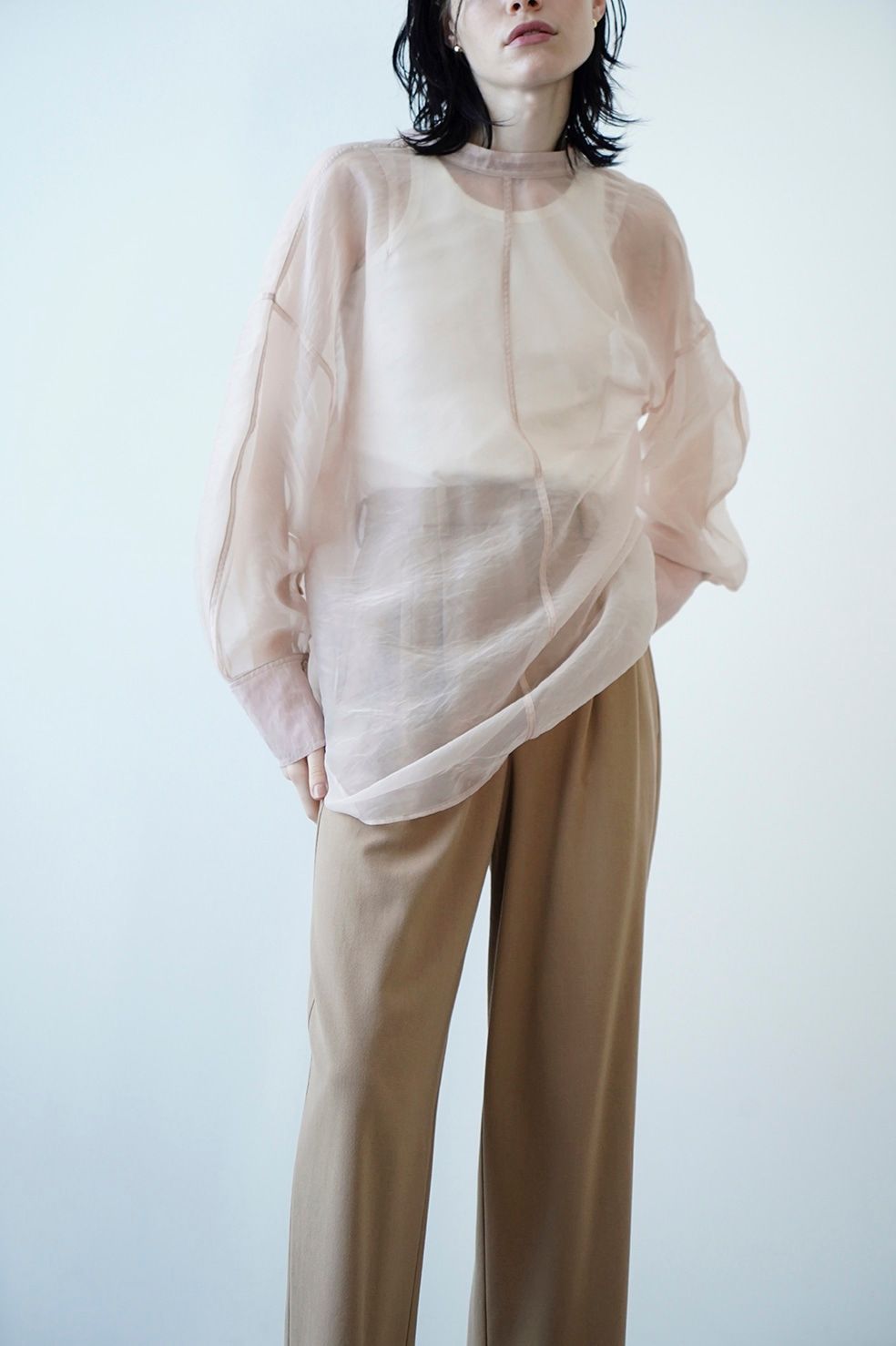 CLANE - ダブル フェイス シアー シャツ - W FACE SHEER SHIRT - KIWI