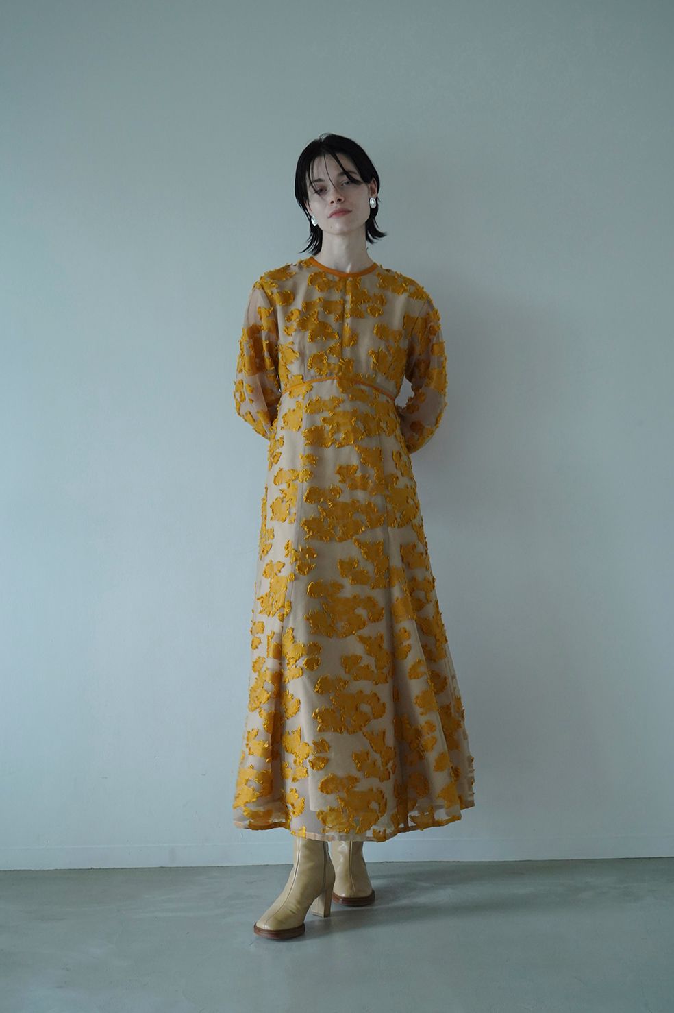 CLANE - FLOW FLOWER JACQUARD ONE PIECE - YELLOW | ADDICT WEB SHOP