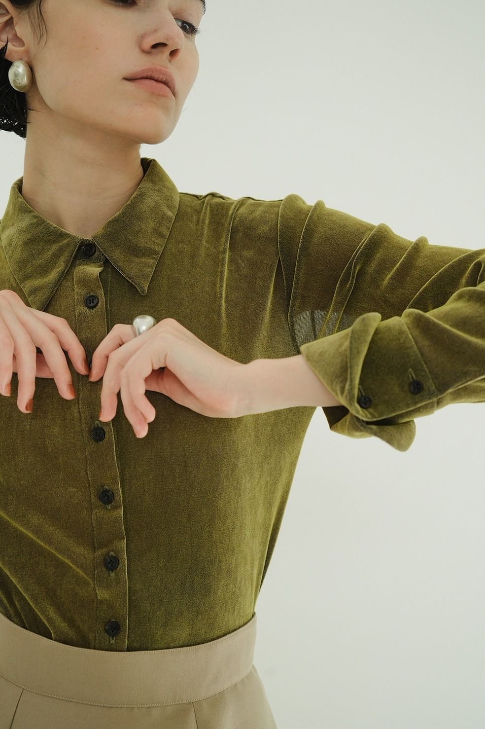 チュールフロッキーシャツ | TULLE FLOCKY SHIRTS (GREEN)